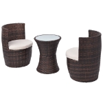 Set da Bistrot 3 pz con Cuscini in Polyrattan Marrone