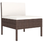 Set Divani da Giardino 14 pz con Cuscini in Polyrattan Marrone