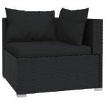 Set Divani da Giardino 10 pz con Cuscini in Polyrattan Nero