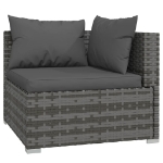 Set Divani da Giardino 7 pz con Cuscini in Polyrattan Grigio