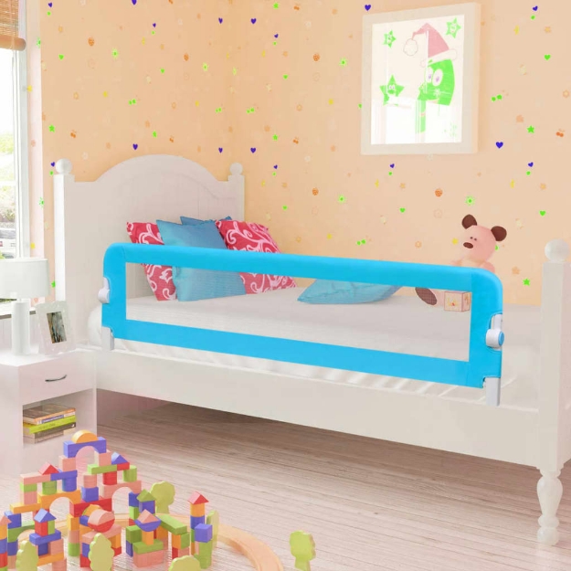 Sponde Letto per la Sicurezza dei Bambini 2 pz Blu 150x42 cm