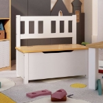 Cassapanca per Bambini Bianca e Beige 60x30x55 cm in MDF