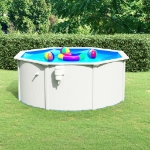 Piscina con Pareti in Acciaio 300x120 cm Bianca