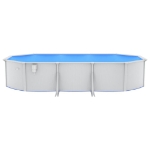 Piscina con Pareti in Acciaio Ovale 610x360x120 cm Bianca