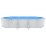 Piscina con Pareti in Acciaio Ovale 610x360x120 cm Bianca