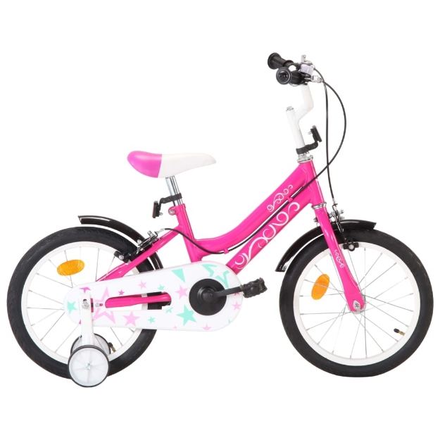 Bici per Bambini 16 Pollici Nera e Rosa