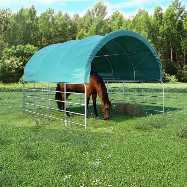 Copertura per Tenda da Bestiame in PVC 3,7x3,7 m Verde Scuro