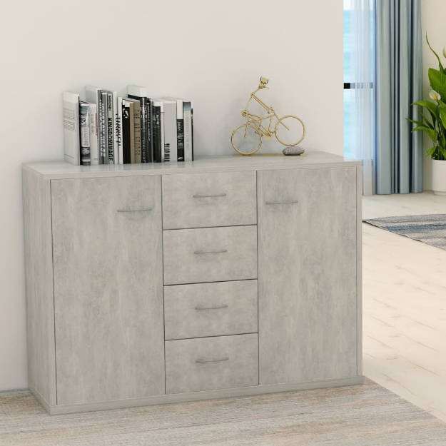 Credenza Grigio Cemento 88x30x65 cm in Truciolato