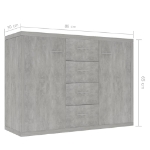 Credenza Grigio Cemento 88x30x65 cm in Truciolato