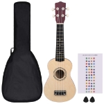 Set Ukulele Soprano con Borsa per Bambini Legno Chiaro 21"