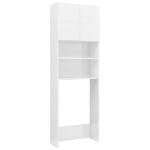 Mobile per Lavatrice Bianco Lucido 64x25,5x190 cm