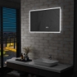 Specchio a LED Bagno con Sensore Tattile e Orologio 100x60cm