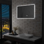 Specchio a LED Bagno con Sensore Tattile e Orologio 100x60cm