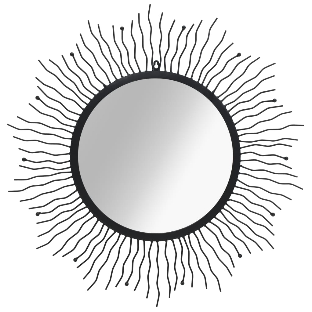 Specchio da Parete con Cornice a Raggiera 80 cm Nero