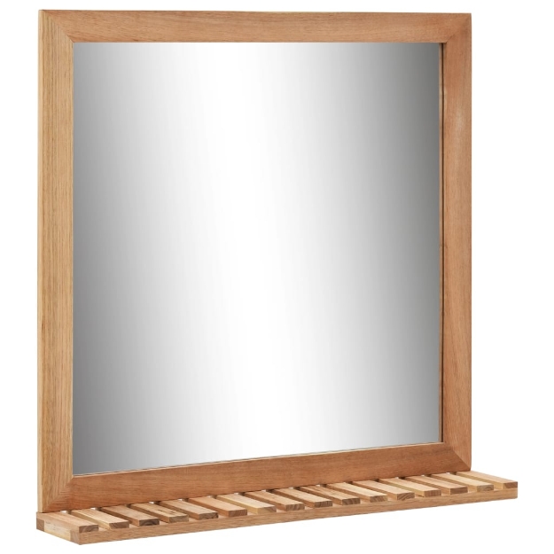 Specchio da Bagno 60x12x62 cm in Legno Massello di Noce
