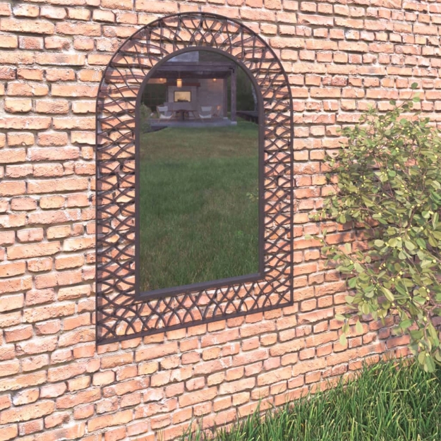 Specchio da Parete per Giardino ad Arco 50x80 cm Nero