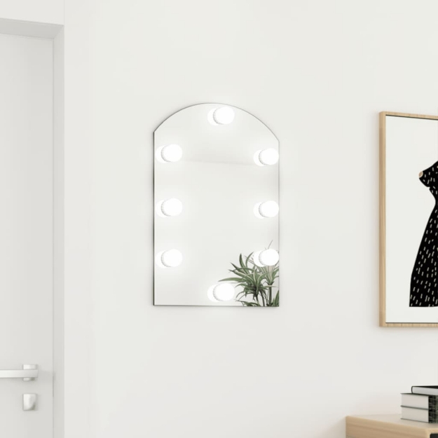 Specchio con Luci LED 60x40 cm Forma ad Arco in Vetro
