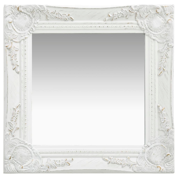 Specchio da Parete Stile Barocco 40x40 cm Bianco