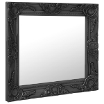 Specchio da Parete Stile Barocco 50x50 cm Nero