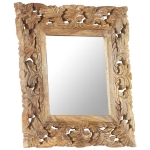 Specchio Intagliato a Mano 50x50 cm in Legno Massello di Mango