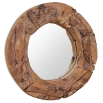 Specchio Decorativo in Legno di Teak 60 cm Rotondo
