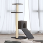 Albero per Gatti con Tiragraffi in Sisal Grigio Scuro 92 cm