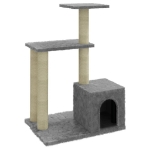 Albero per Gatti con Tiragraffi in Sisal Grigio Chiaro 71 cm