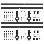 Kit di Binari per Porte Scorrevoli 2 pz 200 cm in Acciaio Nero