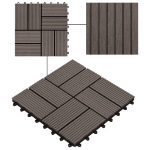 Piastrelle per Decking in WPC 11 pz 30x30cm 1mq Marrone Scuro