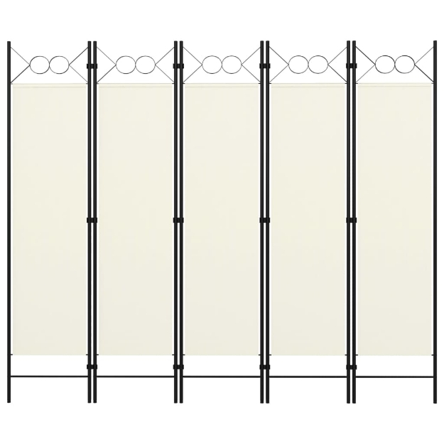 Paravento a 5 Pannelli Bianco Crema 200x180 cm