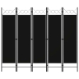 Paravento a 5 Pannelli Nero 200x180 cm