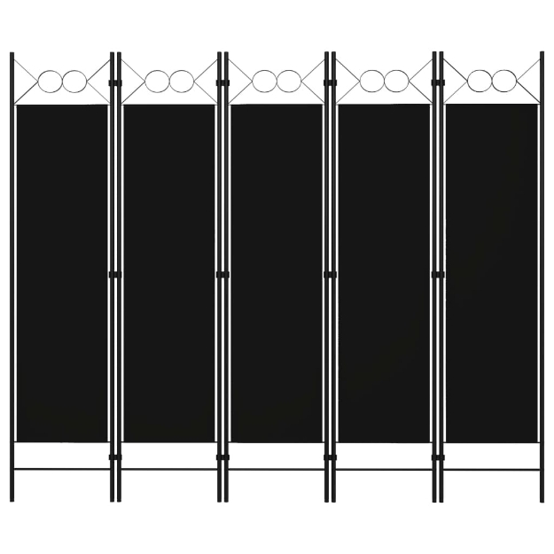 Paravento a 5 Pannelli Nero 200x180 cm