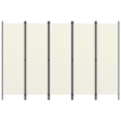 Paravento a 5 Pannelli Bianco Crema 250x180 cm