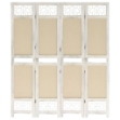 338559 4-Panel Room Divider Cream 140x165 cm Fabric