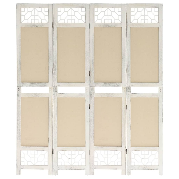 338559 4-Panel Room Divider Cream 140x165 cm Fabric