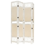 338559 4-Panel Room Divider Cream 140x165 cm Fabric