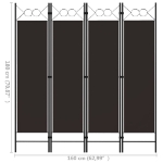 Paravento a 4 Pannelli Marrone 160x180 cm