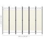 Paravento a 6 Pannelli Bianco Crema 240x180 cm