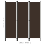 Paravento 3 Pannelli Marrone 150x180 cm