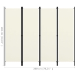 Paravento a 4 Pannelli Bianco Crema 200x180 cm