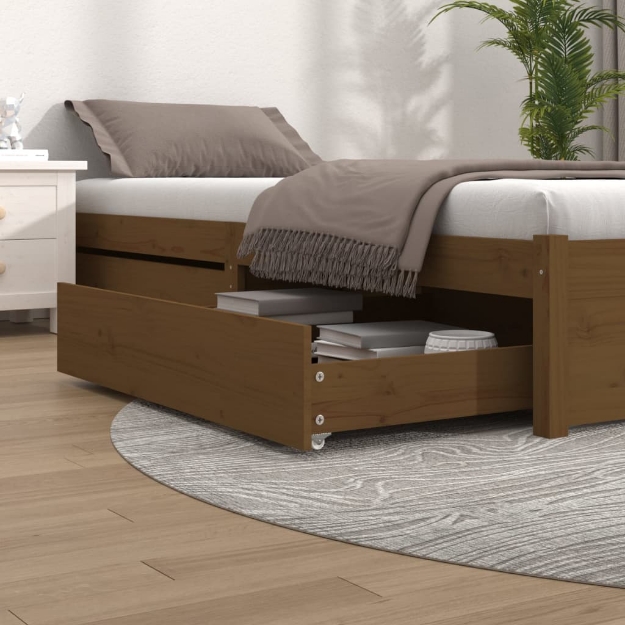 Cassetti per Letto 2 pz in Legno Massello di Pino Miele