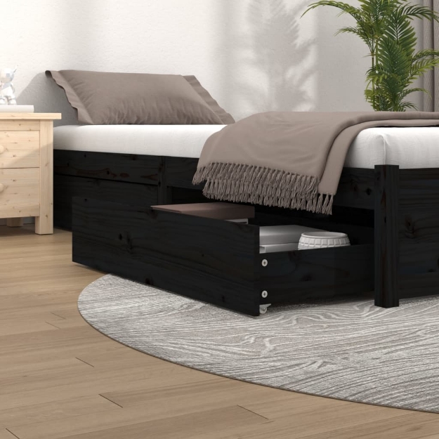 Cassettoni da Letto 4 pz in Legno Massello di Pino Nero