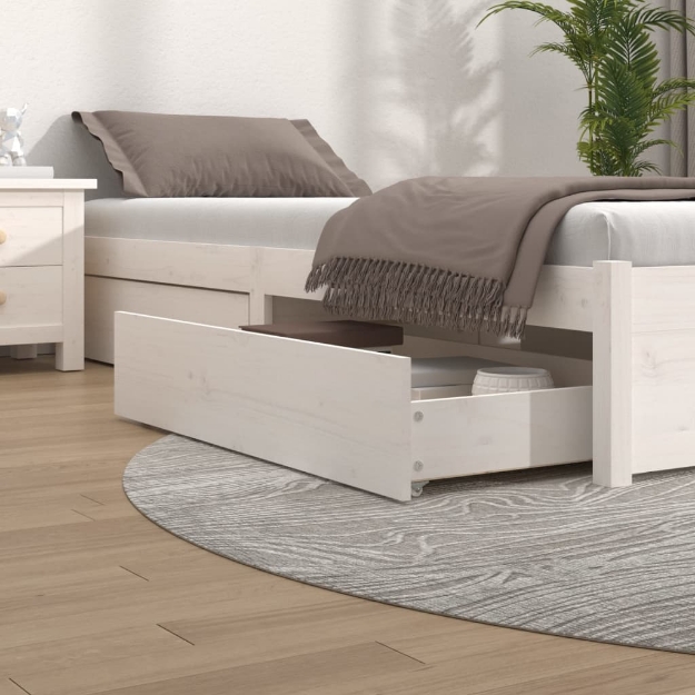 Cassettoni da Letto 4 pz in Legno Massello di Pino Bianco