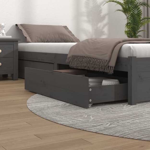 Cassettoni da Letto 4 pz in Legno Massello di Pino Grigio