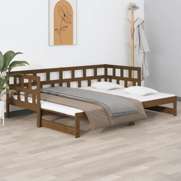 Dormeuse Estraibile Miele Legno Massello di Pino 2x(90x190) cm