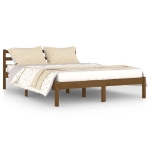 Telaio Letto in Legno Massello di Pino 140x200 cm Marrone Miele