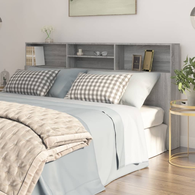 Testiera con Contenitore Grigio Sonoma 200x19x103,5 cm