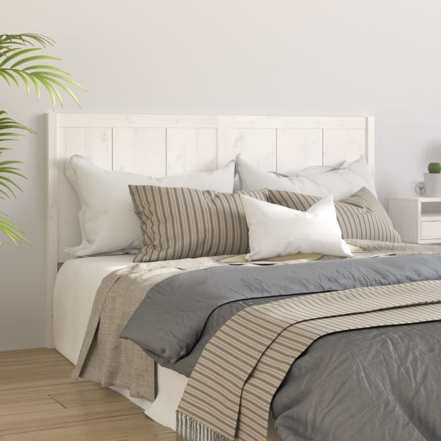 Testiera per Letto Bianca 205,5x4x100 cm Legno Massello di Pino