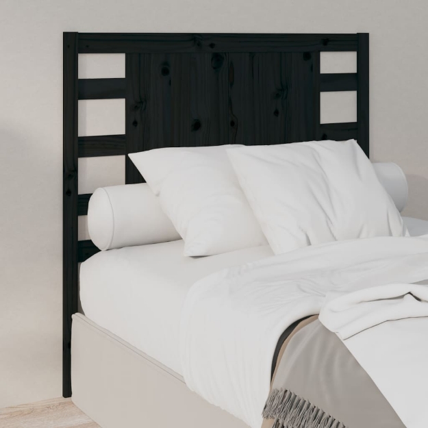 Testiera per Letto Nera 81x4x100 cm in Legno Massello di Pino
