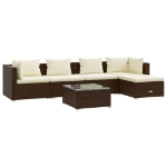 Set Divani da Giardino 6 pz con Cuscini in Polyrattan Marrone